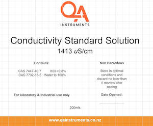 Conductivity Calibration Solutions: QA Instruments Conductivity Standard 1413uS/cm
