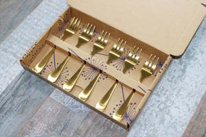 Products: Classic 6 Piece Tea Fork Set Matte Gold