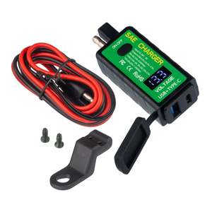 Accessories Universal Parts: Motoplug SAE to USB with Voltmeter - 1 x USB-A & 1 x USB-C