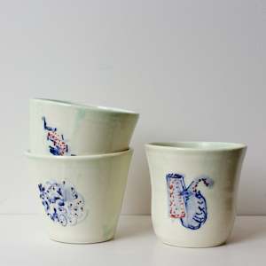 Juliet Larkin: JLA41 / JLA43 / JLA44: Tumblers - Mint w/ blue & red design