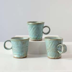 Helen Pearce: HP Mug: slab formed with blue glaze