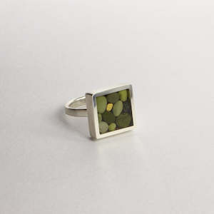 ACT487: Square stone and gold nugget ring