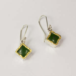 Earrings: DM270C: Pounamu gold edged earrings