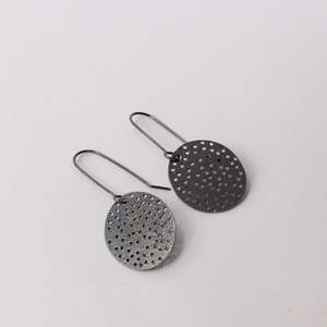 FS313: Holey disc earrings - oxidised