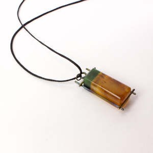Necklaces: NA194: Kauri gum and pounamu pendant