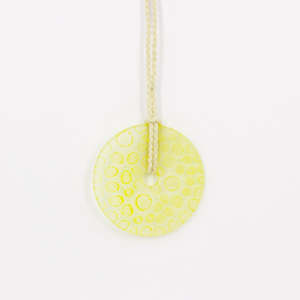 Necklaces: GSM25: Pi disc pendant - yellow canes