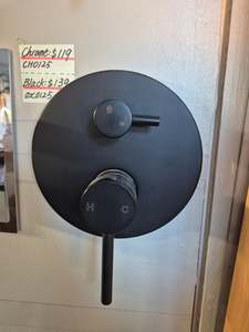 Round Base Black Shower Mixer