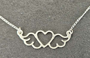 Jewellery Space: Small Sterling Silver Heart-Wing Necklace with Fine Chain