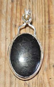 Shungite with Moonstone necklace in Sterling Silver