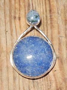 Blue Quarts and Moss Agate Necklace