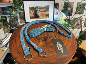 Spiked blue camera strap
