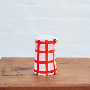 Noss And Co: Pink & Red Gingham Milk Jug