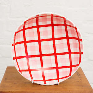 Noss And Co: Pink & Red Gingham Salad Bowl