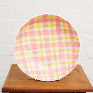 Pink & Yellow Gingham Salad Bowl