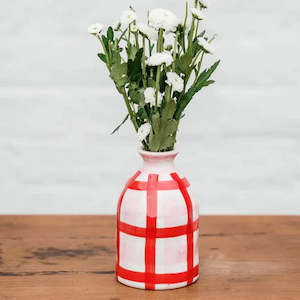 Bud Vase - Pink & Red Gingham