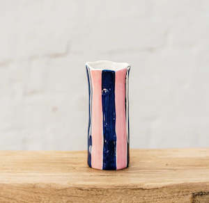 Noss And Co: Small Vase - Navy & Pink Stripe