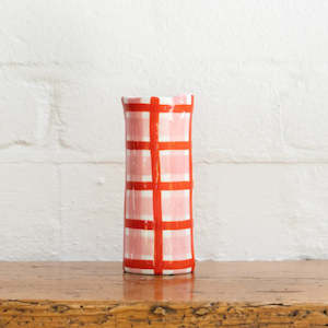 Noss And Co: Small Vase - Pink and Red Gingham