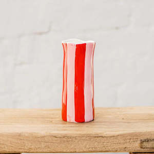 Noss And Co: Small Vase - Red & Pink Stripe