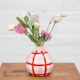 Round Bud Vase - Pink & Red Gingham