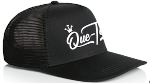 Apparel: Que-Tensils Unisex Black Trucker Cap