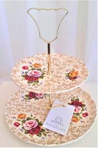 Cake Stands: Old Foley Two Tier Cake Stand
