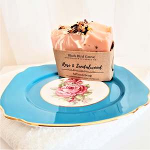 Lux Home: Windsor Dish with Rose & Sandalwood Artisan Soap