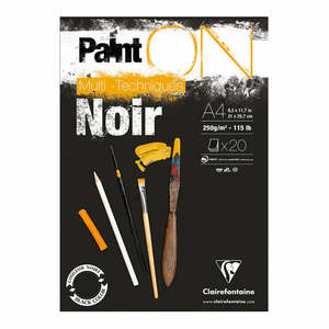 Clairefontaine Paint On Mixed Media Pad Noir 250gsm