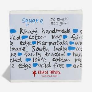 Paper: Khadi Paper SQUARE Handmade 100% Cotton Rag Sheets 20