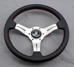 Steering Wheels: Deep Corn Perforated Leather Silver Spoke Red Stitch 330mm 6069.33.1093
