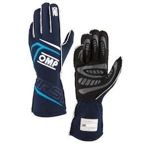 Racing Gloves: OMP Gloves First Blue/Cyan
