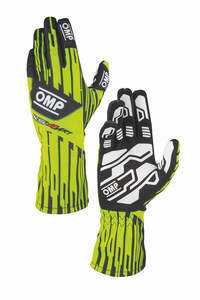 Kart Gloves: OMP Gloves KS4 Fluro Yellow/Black