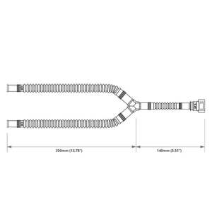 Nuke Performance: Nuke Pre-assembled in tank 350mm fuel hose with SAE 9.49 180° to ID10 Y-Split Quick Connect (Order in)