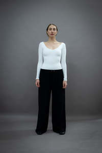 Organic Cotton Bodysuits: Long Sleeved Office Bodysuit - Organic cotton stretch - Off-white (PO)