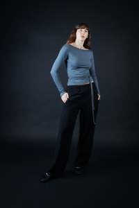 Long Sleeved Baby Tee - Livid-Grey (Ready-to-Ship)