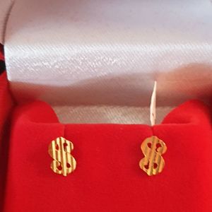 GJES023-22ct Gold Earrings studs in dollar design