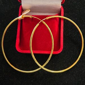 22ct Gold Earrings: 22ct Gold Plain Bali in a big size - GJEB040