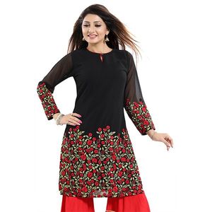 Black Georgette Kurti - IWKT252