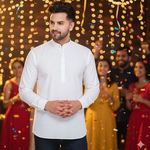 Plain White Kurta-MKC008