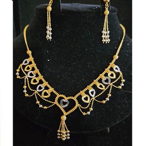 22ct Gold Necklace set with Rhodium GJS029