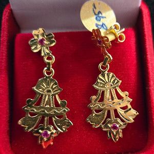 22ct Gold Dangly Earrings - GJED026