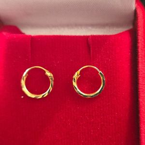 22ct Gold Thin Bali Earrings - 8mm Diameter_GJEB007