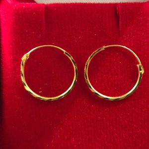 22ct Gold Thin Bali - 12mm Diameter-GJEB008
