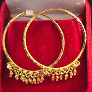 22ct Gold Bali with small beads - GJEB038