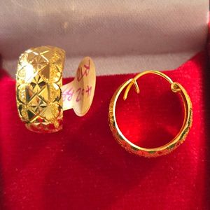 22ct Gold Broad-Bali Earrings - GJEB036