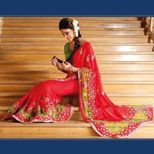 Deep Peach Saree