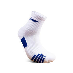 Li Ning: Li-Ning Mid Cut Socks- White/Blue Badminton Socks