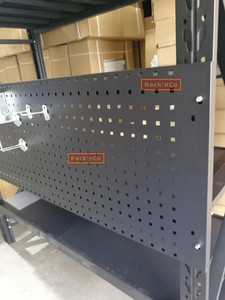 Pagboard Panel, Black Metal. Plus 6 Hooks and 2 Bins, 525mm x 1500mm/2000mm RacknCo