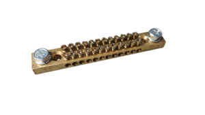 Busbar Brass: 4RU 12way 2xM8 stud 180A