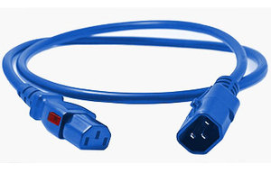 Dual Locking C14 IEC to C13 IEC Blue 1mm2 Power Cord