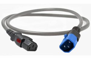 Dual Locking C14 IEC to C13 IEC Grey 1mm2 Power Cord